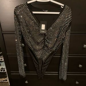 Fashion Nova Rhinestone thong body suit
